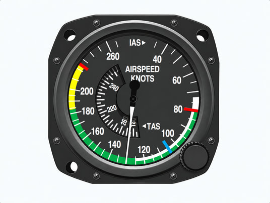 Figura 12-1. Marcas indicadoras de velocidad del aire para un avión bimotor.