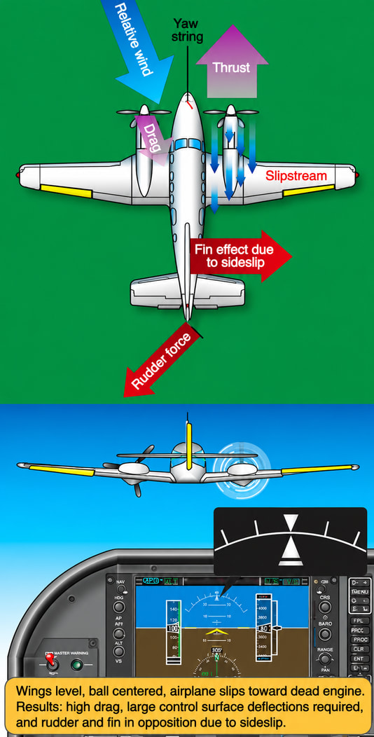 Figura 12-16. Alas niveladas en vuelo con un sólo motor.